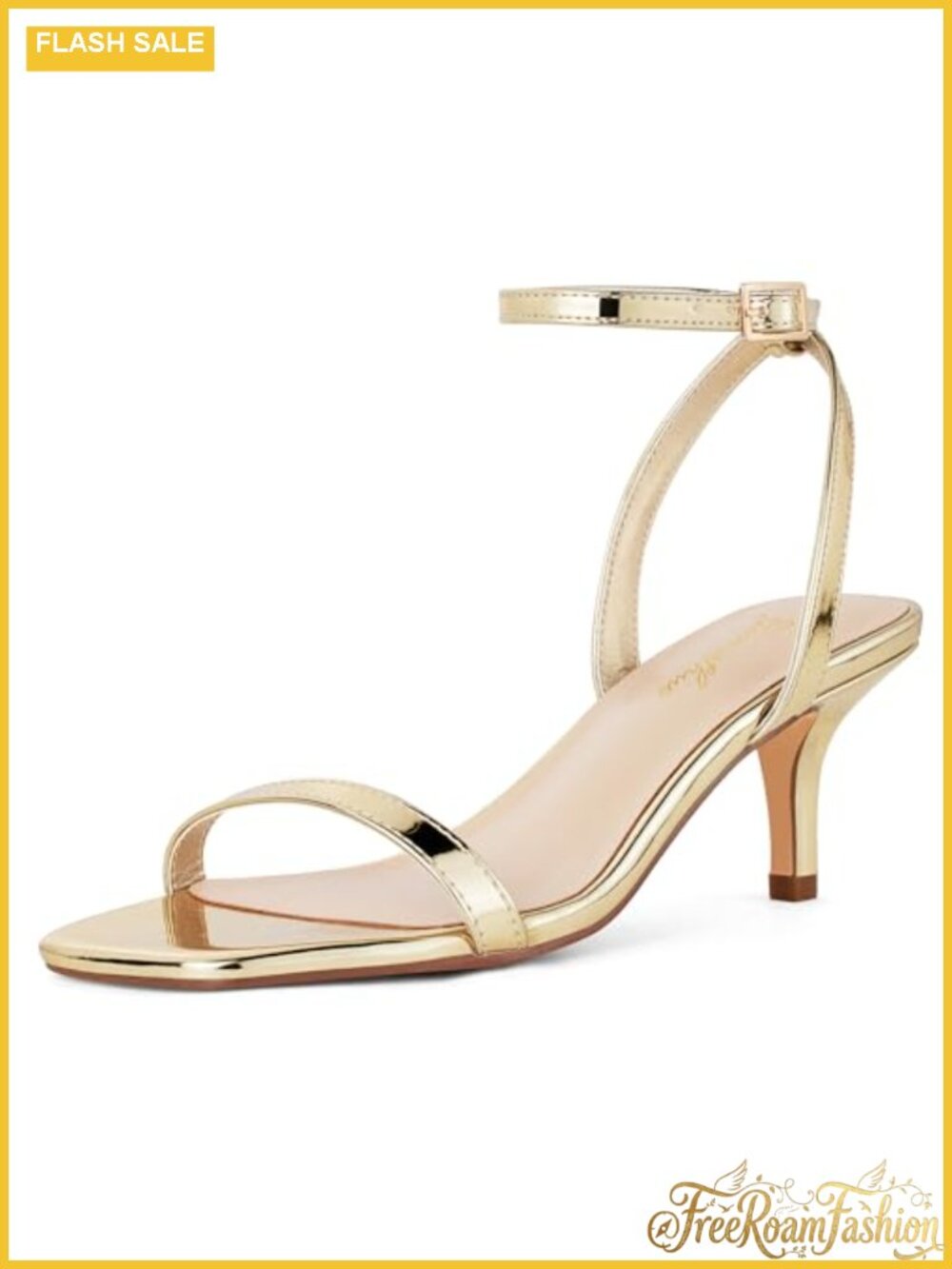 Kitten Heel Open Toe Strappy Dressy Sandals Quilted Ankle Strap